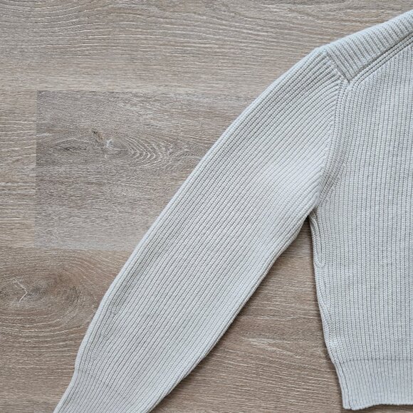 H&M Rib Knit Collared Sweater Long Sleeve Cropped Cream Size Small New With Tags - Picture 12 of 17